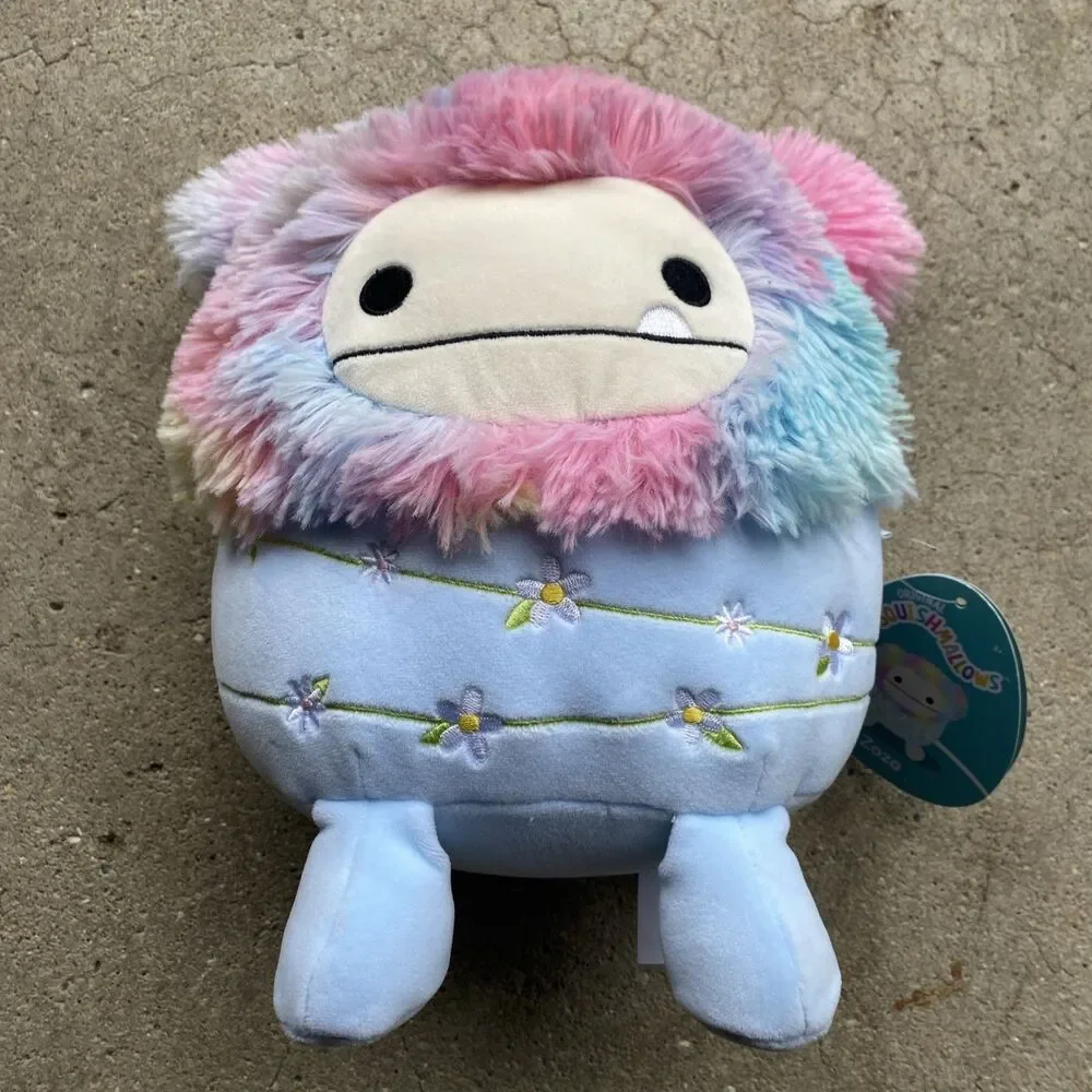 Squishmallows Zozo the Blue Rainbow Bigfoot with Flowers 10